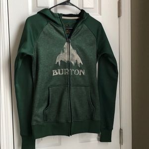 Green Burton dry ride fleece lined hoodie